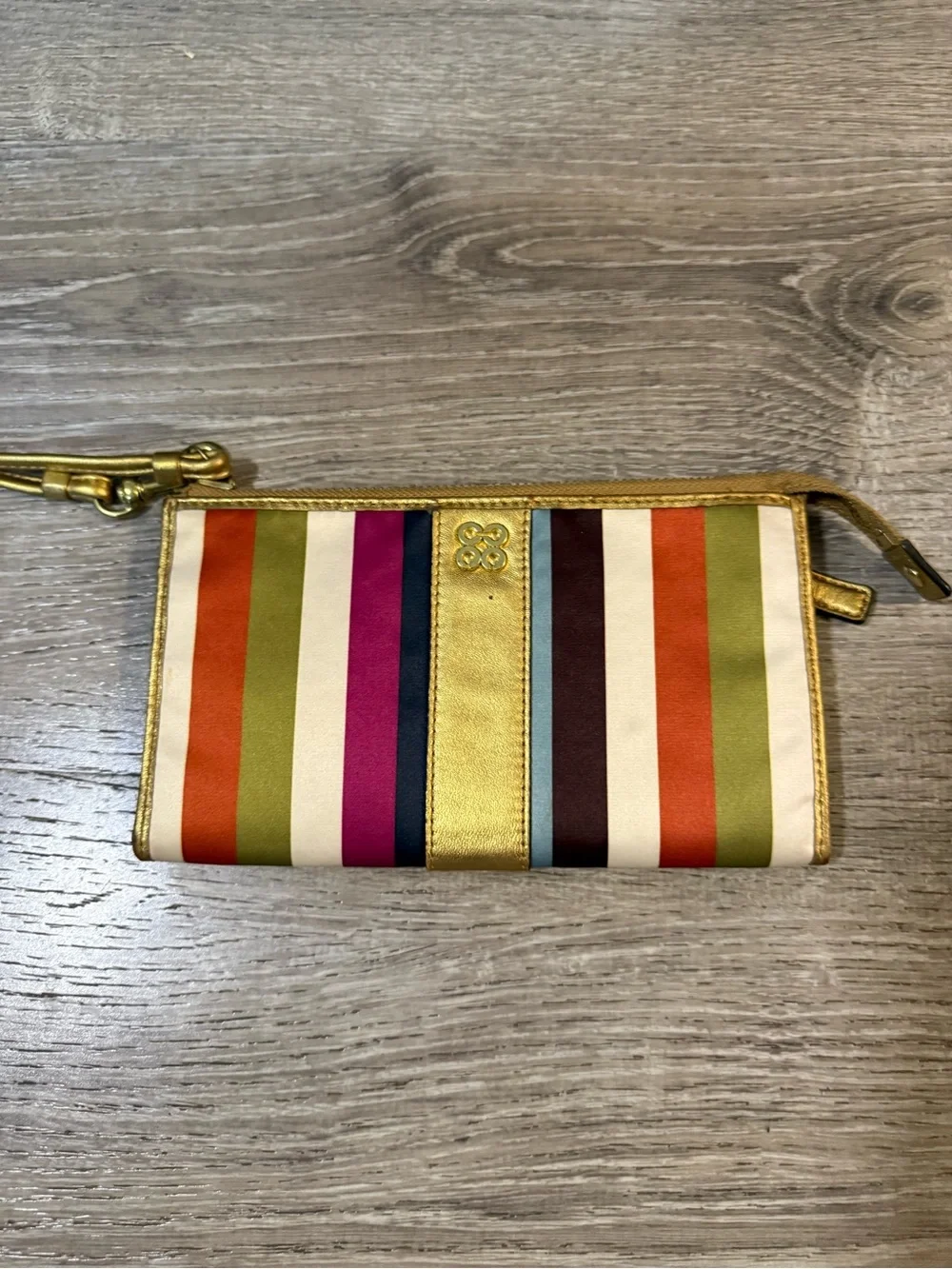 Coach Legacy multi color stripe wristlet